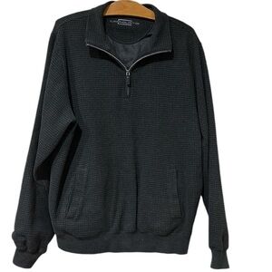 Carnoustie Golf Links large gray/black plaid fully lined half zip sweater/jacket